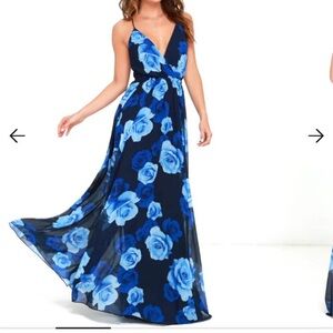 Blue Floral Maxi Lulus Dress